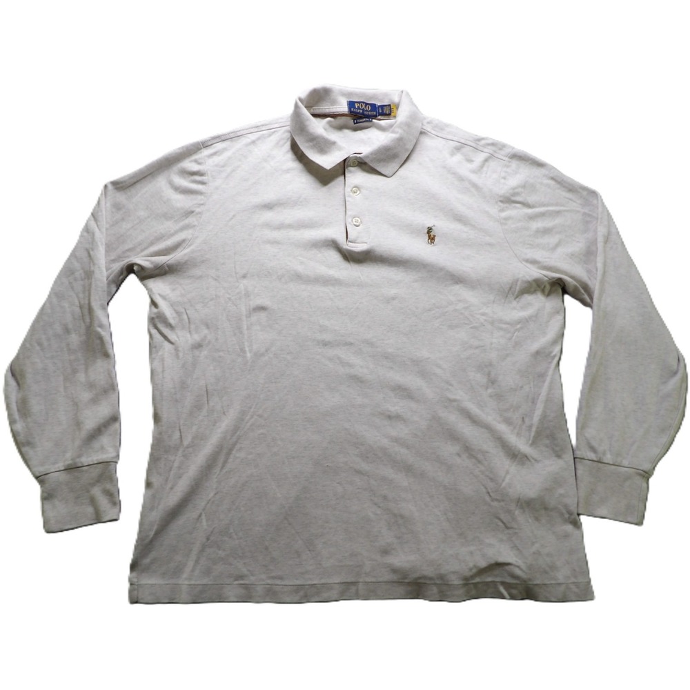 Polo Ralph Lauren Men Long Sleeve Shirt Gray Classic Fit L Flesh Pony Casual Top